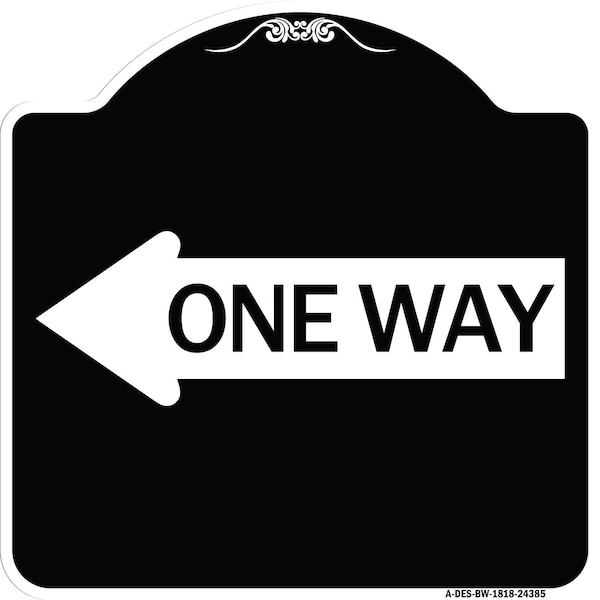 One Way With Left Arrow Heavy-Gauge Aluminum Architectural Sign, 18" x 18", BW-1818-24385